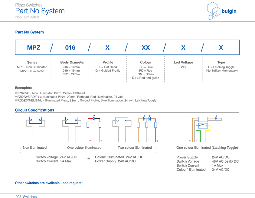 MPZI022-L不銹鋼Piezo開關功能 MPZI022-L不銹鋼Piezo開關功能