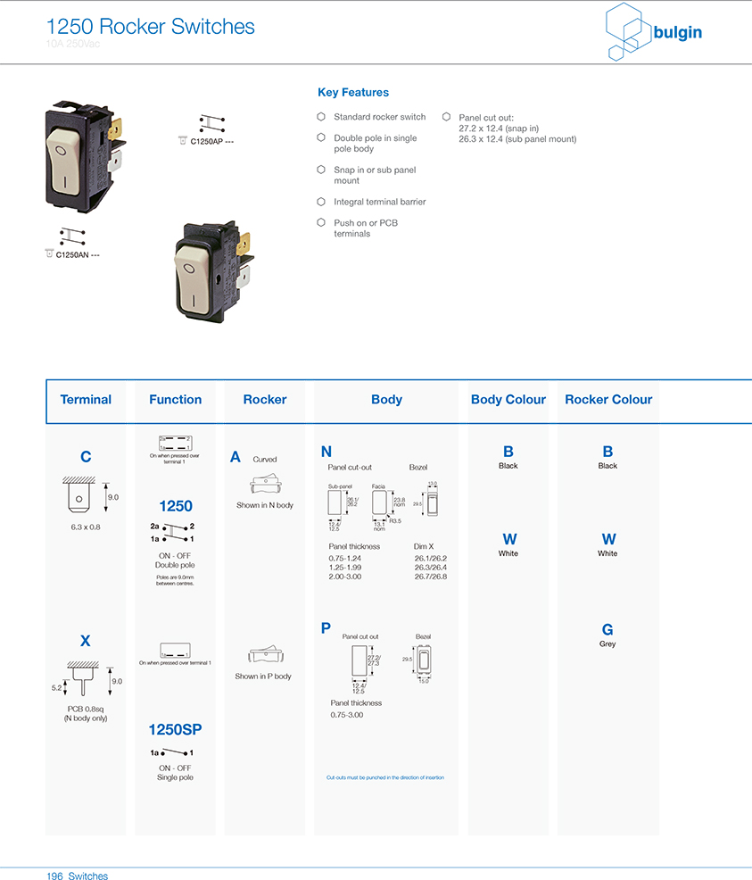 1250系列翹板開(kāi)關(guān)選型